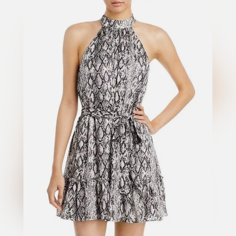 AQUA HALTER NECK PRINTED DRESS